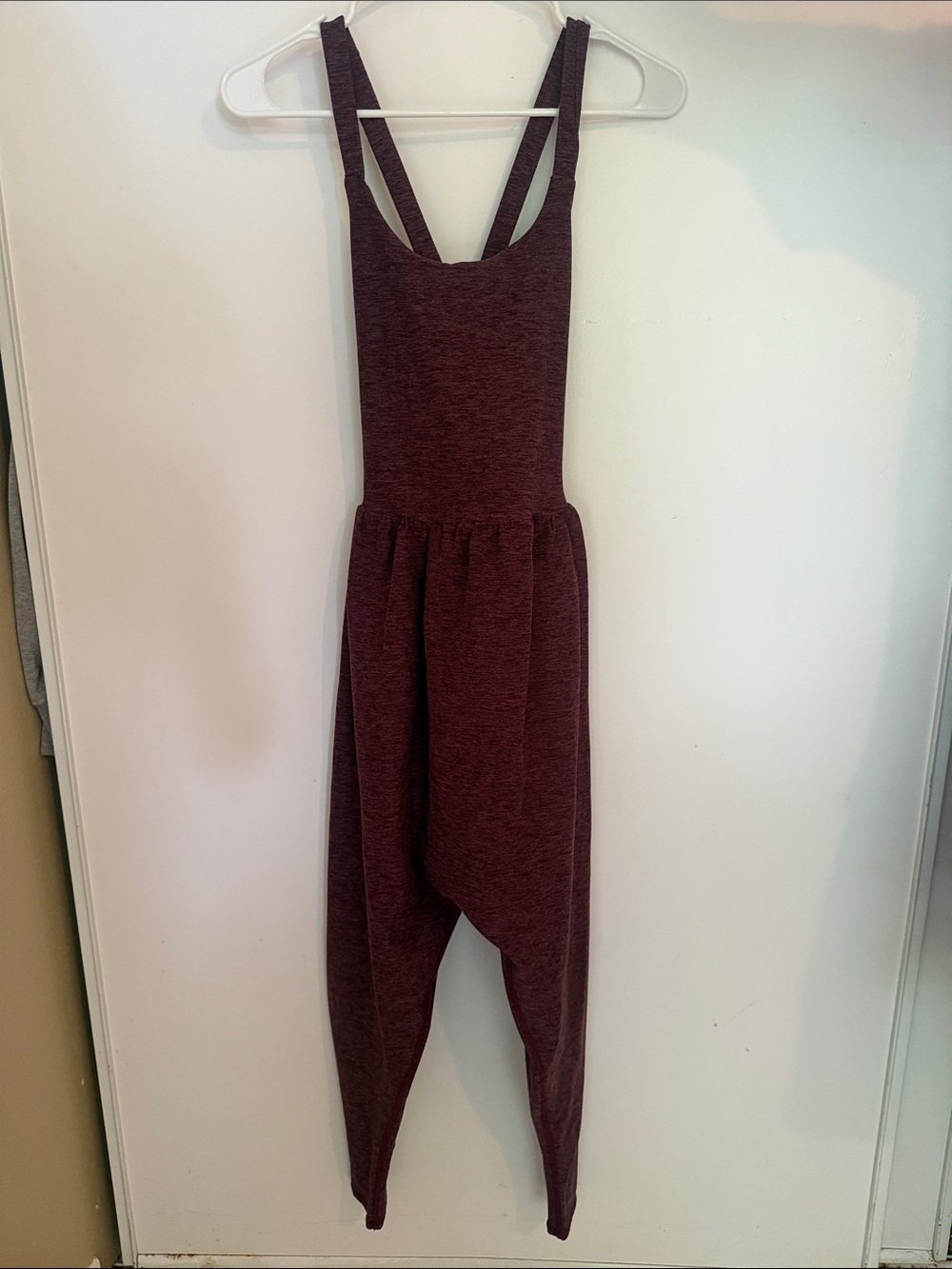 Women’s Burgundy Jumpsuit with Suspender Straps